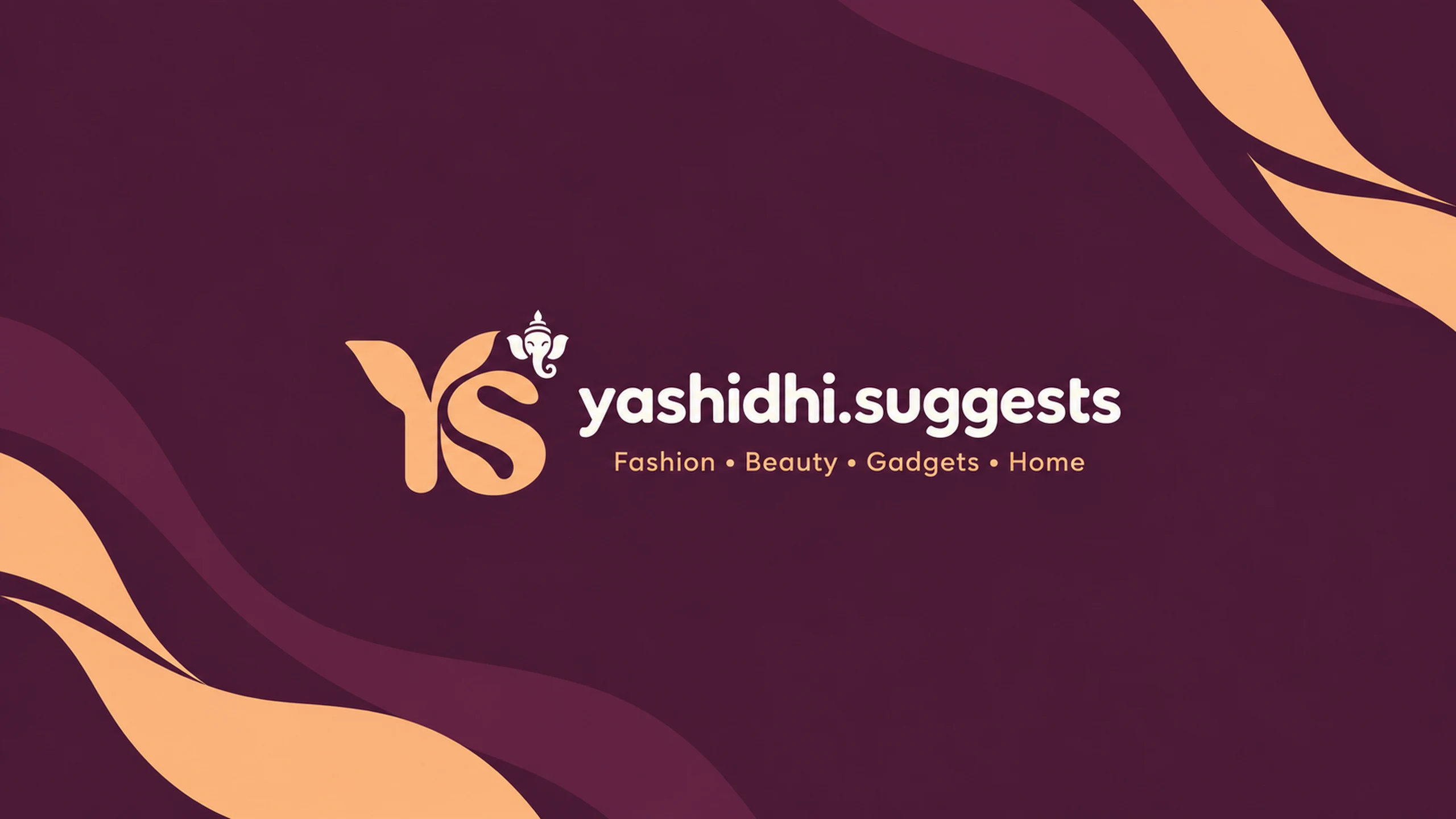 Yashidhi Suggests gold YS monogram with a small Ganesh symbol on a plum background; Fashion, Beauty, Gadgets, Home